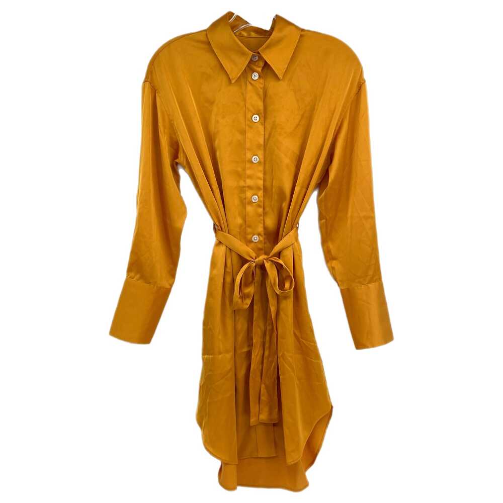 Banana Republic Orange Satin Mini Dress Button Front | Womens XS